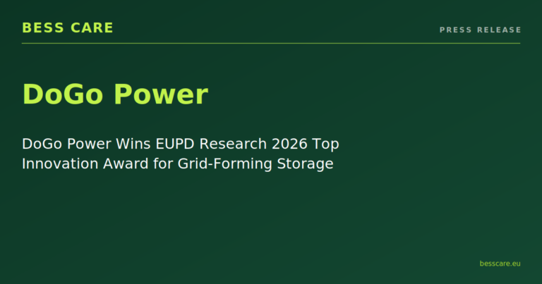 DoGo Power Wins EUPD Research 2026 Top Innovation Award for Grid-Forming Storage