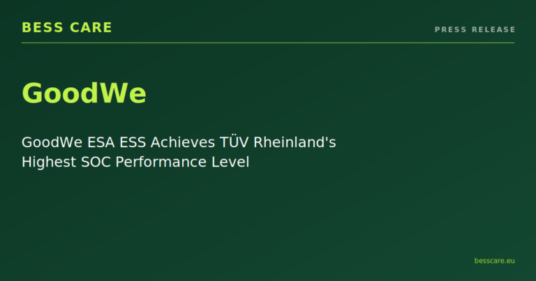 GoodWe ESA ESS Achieves TÜV Rheinland’s Highest SOC Performance Level